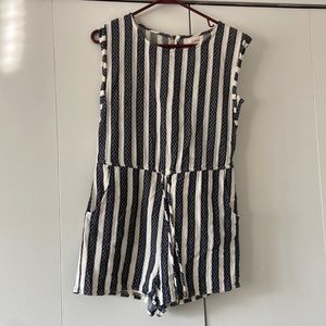 Universal Thread Navy and White Striped Romper